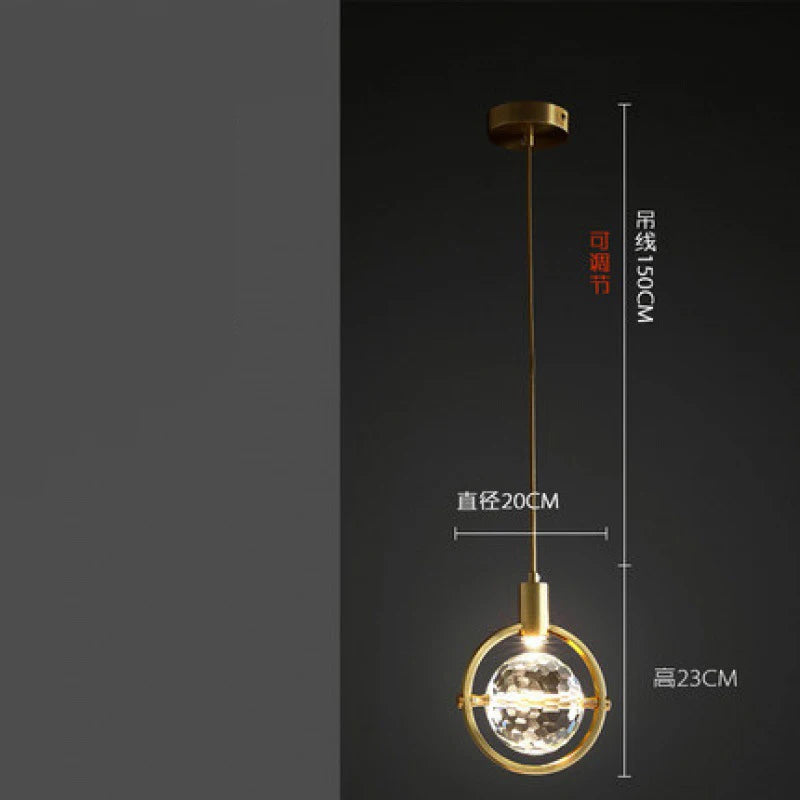 Modern Pendant Light Luxury Nordic Indoor K9 Crystal Led Ceiling Lamp Chandelier Creative Bedside Iron Art Bar Home Decoration