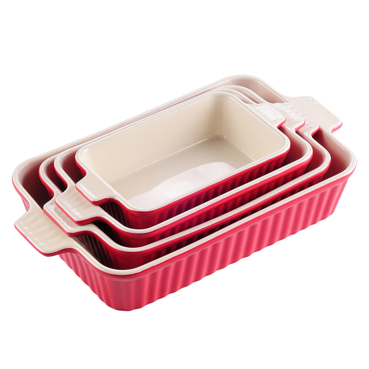 MALACASA Ceramic Baking Dish Set With Handles For Casseroles