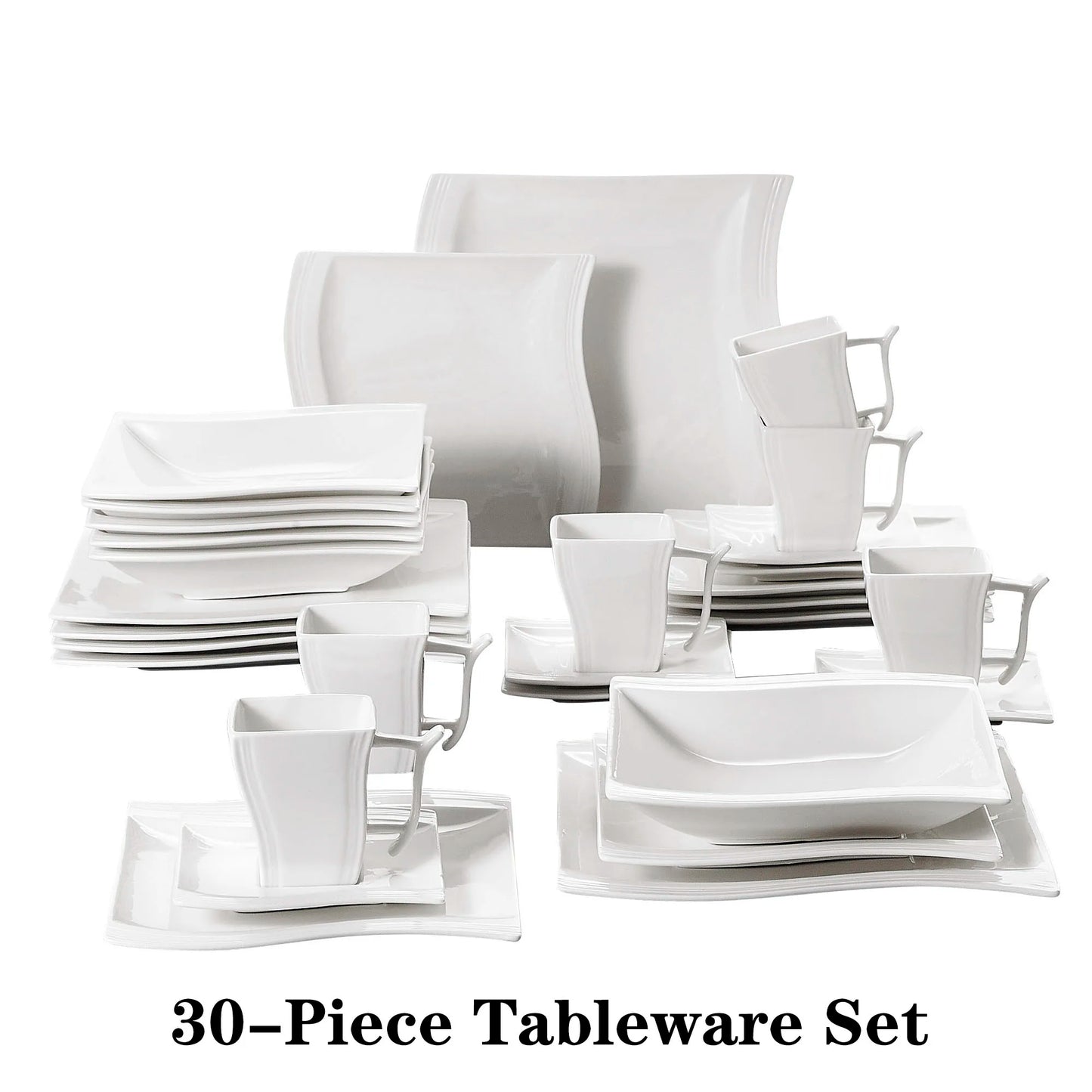 MALACASA Flora Porcelain Dinnerware Collection for 12 People 60-Piece PremiumDeluxe