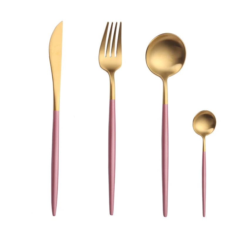 Gold Cutlery Set Forks Spoons Knives Tableware Steel Cutlery Set Stainless Steel Dinnerware Set Spoon Knife Fork Custom Logo