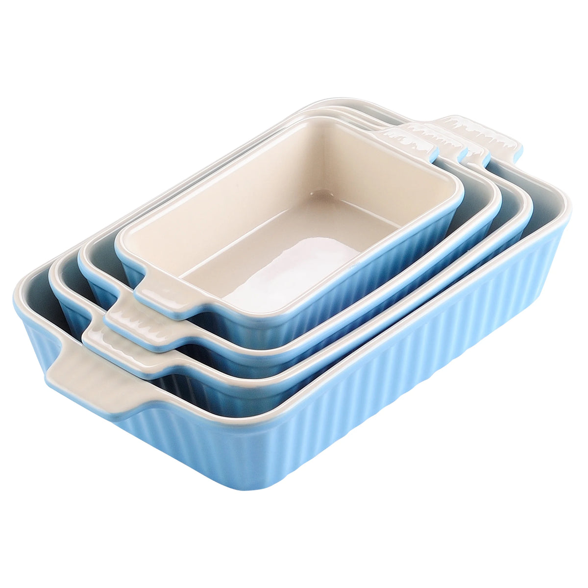 MALACASA Ceramic Baking Dish Set With Handles For Casseroles