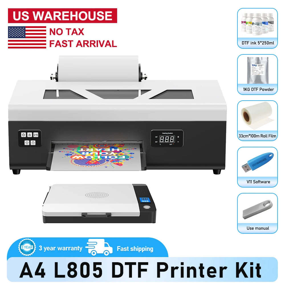 A3 DTF Printer Impresora XP600 DTF Printer A4 L800 DTF Printer Printing Machine For T-shirt Direct Transfer Roll Film Printer