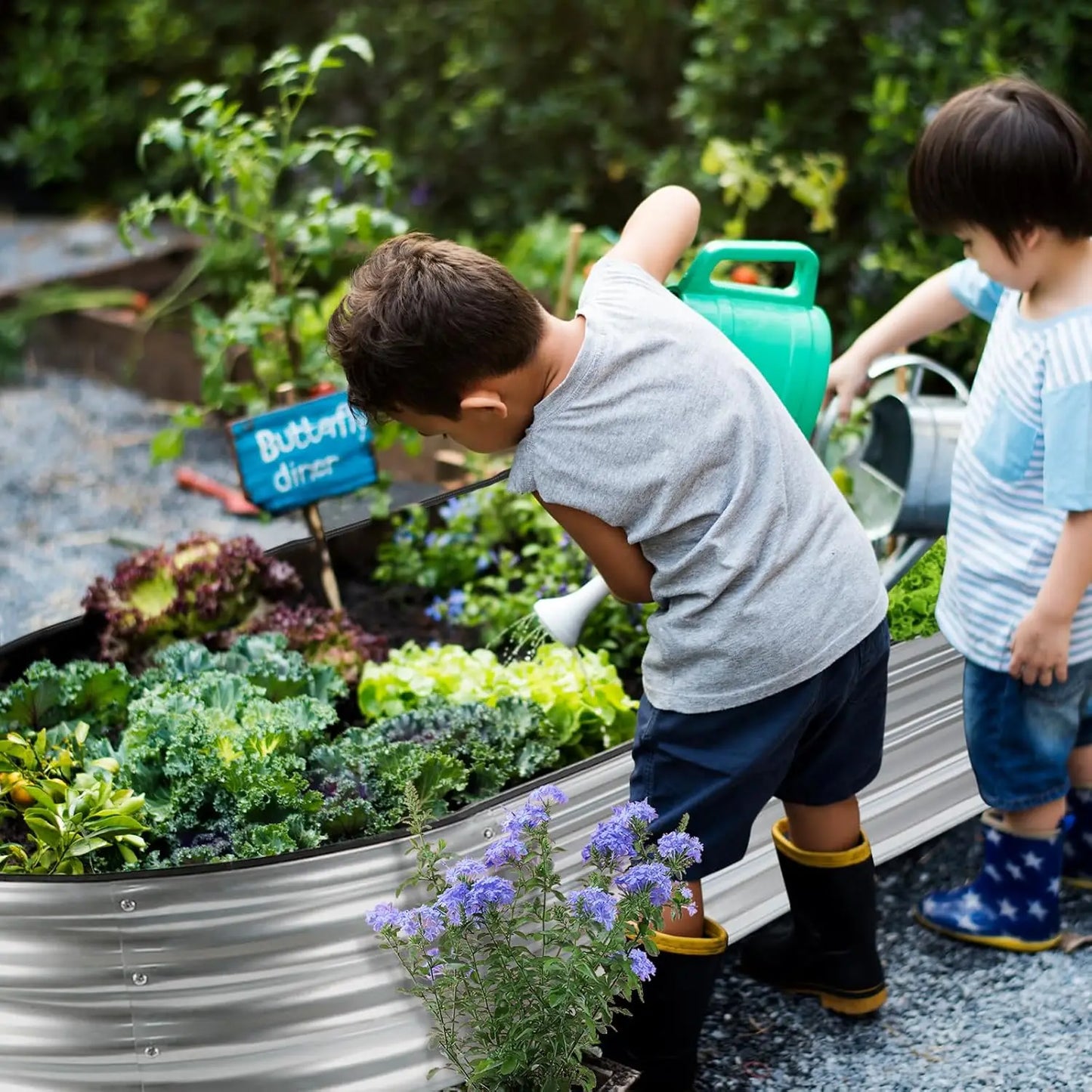 8x4x1ft Oval Raised Garden Bed Kit, Galvanized Metal Planter Box for Vegetables Fruits Flowers