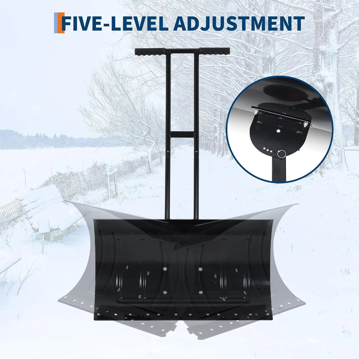 HiMISS Heavy Duty Wheeled Snow Shovel With Adjustable Angled Blade