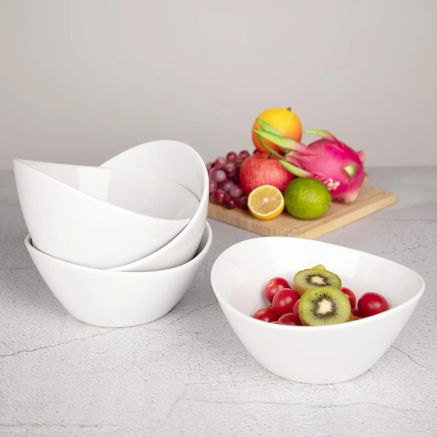 8" Ceramic Deep Soup Bowls & Salad Bowls 42 OZ Large Bowls for Kitchen White Ceramic Serving Bowls for Salads Cereal,Soup