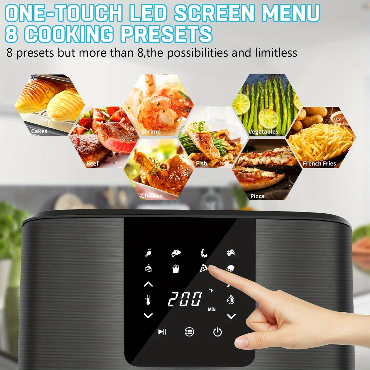 KitCook Digital Air Fryer With 8 Presets And Touchscreen Controls