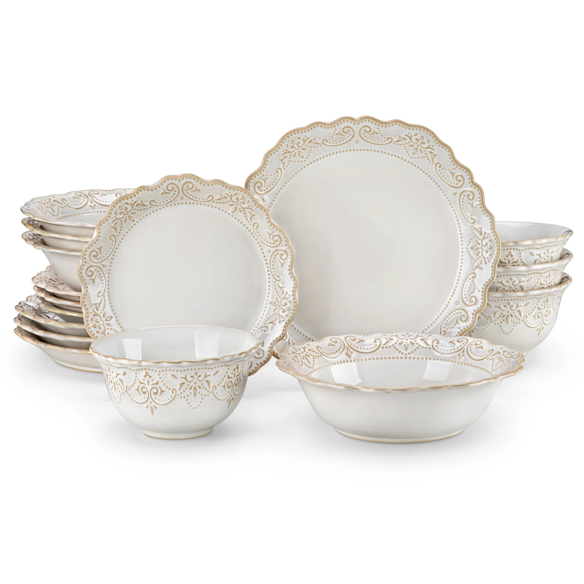 MALACASA Stoneware Dinnerware Set With Plates And Bowls