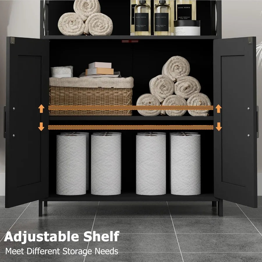 Bathroom Storage Cabinet With 2 Doors, Toilet Paper Cabinet With Adjustable Shelves, Small Bathroom Cabinet Fo