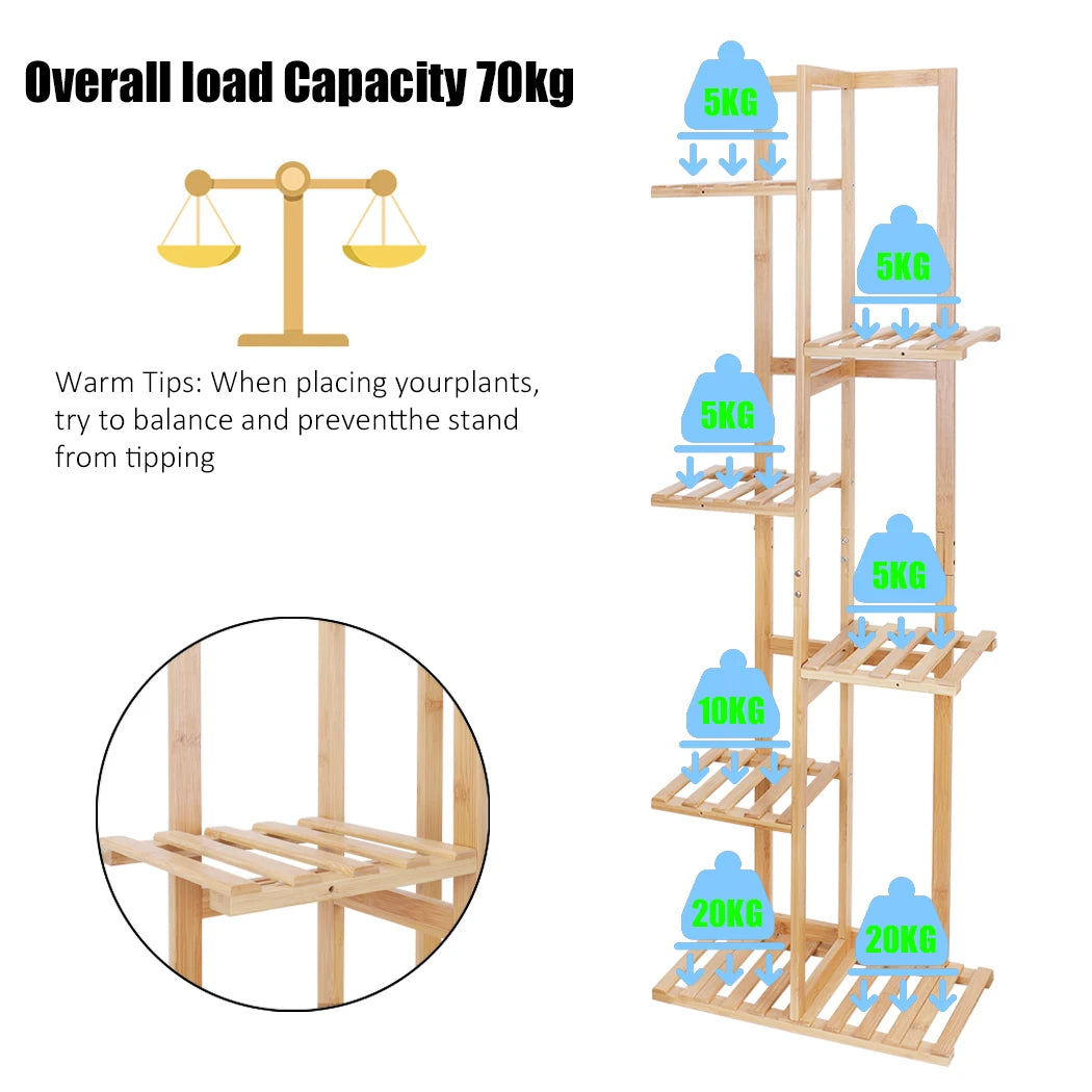 Wisfor Bamboo Corner Plant Stand Multi Tier Flower Holder Shelf