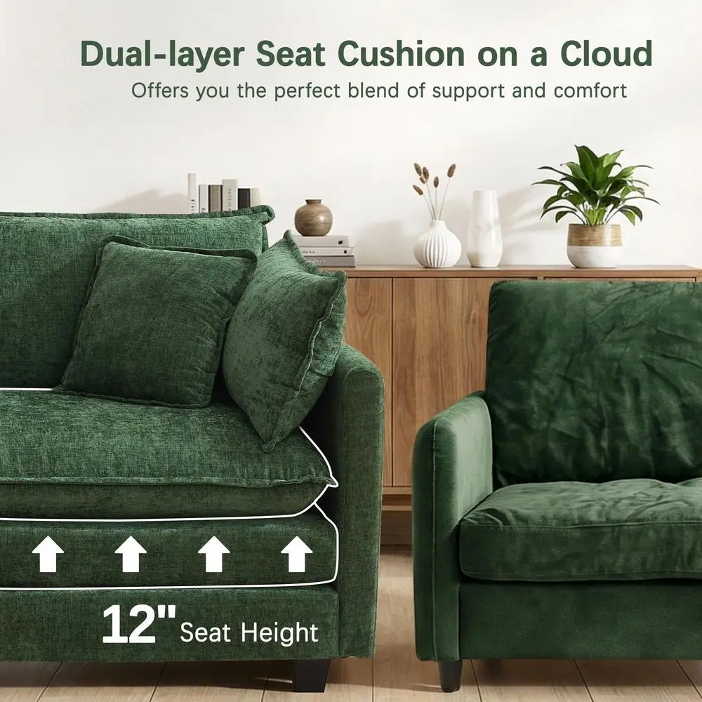 Sectional Sofa for Living Room, 133 Oversized Cloud Couch with Movable Ottoman, 6 Seat Modern Comfy Sofa Chenille Deep Seat Cou
