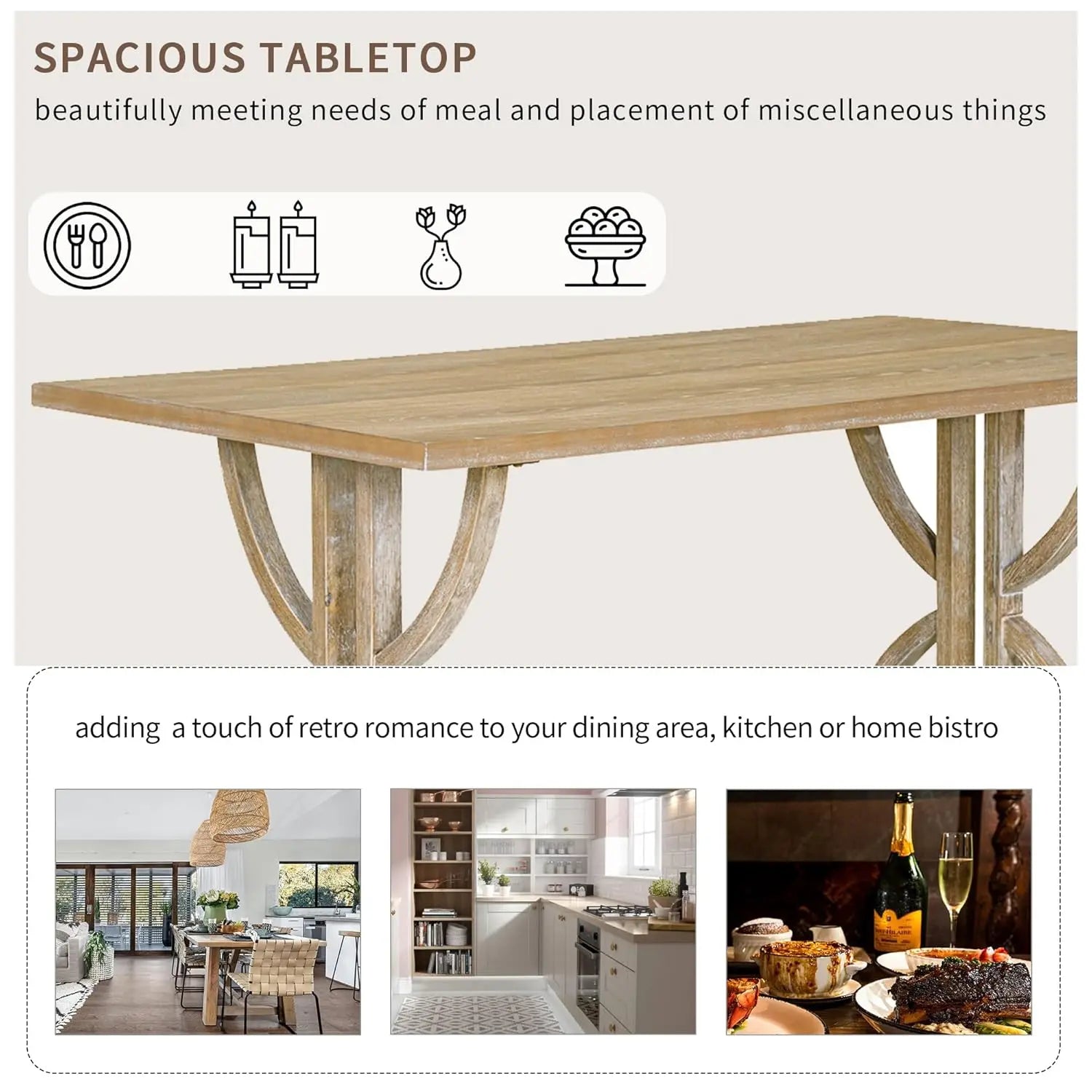 Solid Wood Kitchen Dining Room Table Set with Bench and Chairs for 6 Persons, Dining Table Set with with, Customized