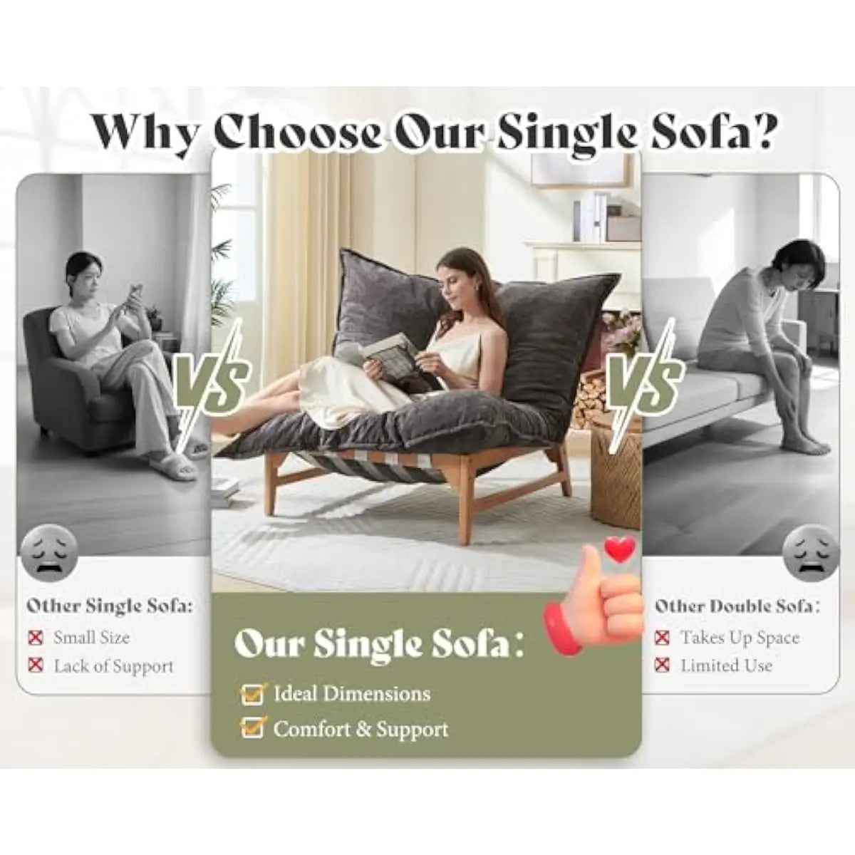 Ergonomic Convertible Lounge Chair for Living Room and Bedroom Comfort