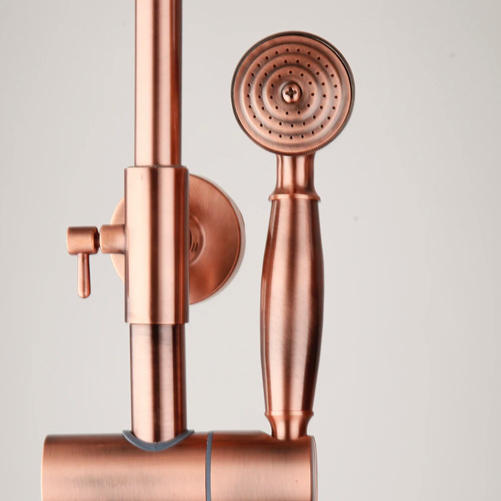 ZAPPO Antique Copper Rain Shower System Wall Mounted Shower Set with 8 inch Brass Rainfall Shower Head with Bathtub Mixer