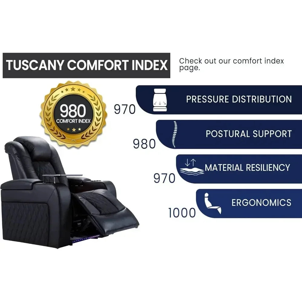 Hot salesValencia Tuscany Home Theater Seating | Premium Top Grain Italian Nappa 11000 Leather Power Recliner Chair with Lumbar