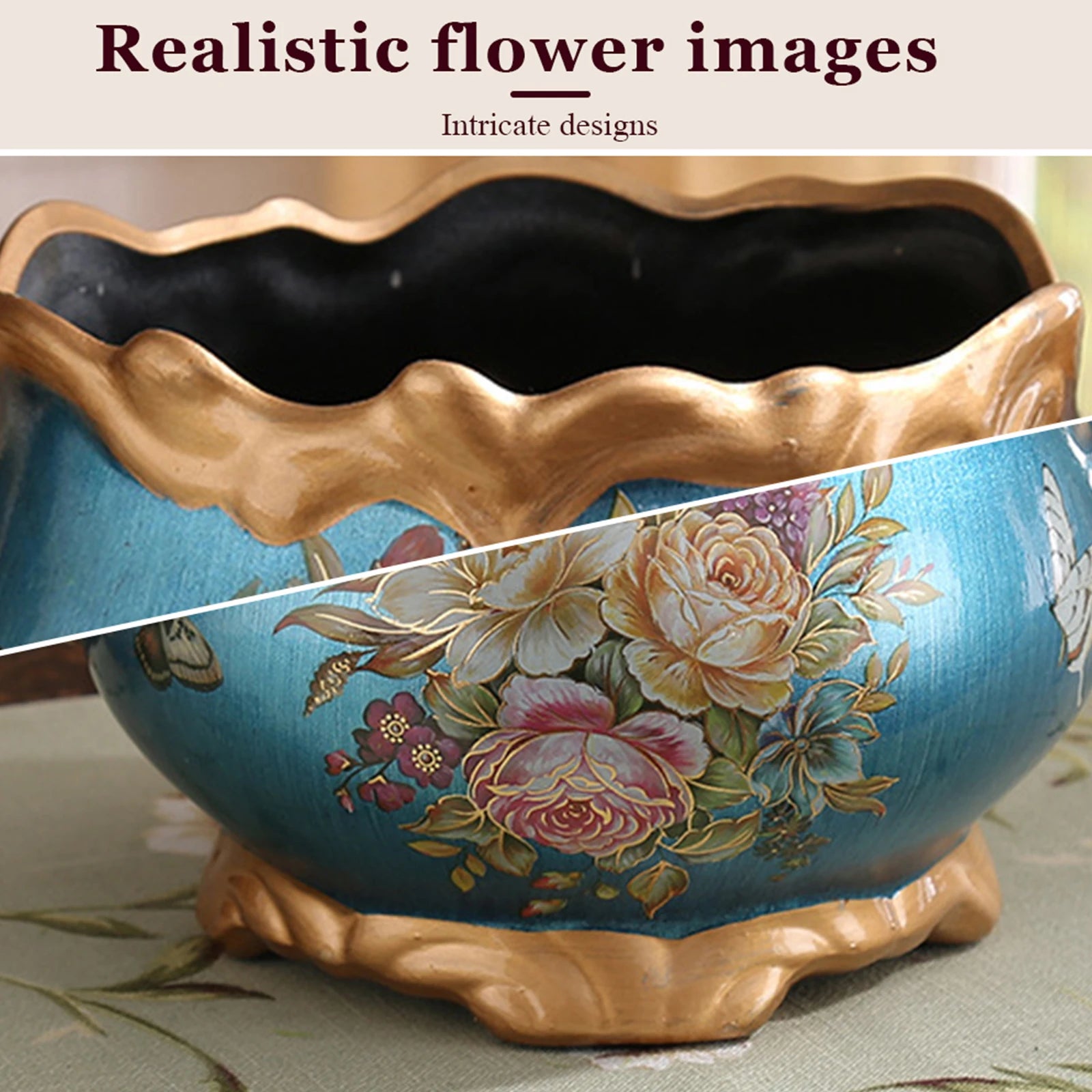 Europe Retro Ceramic Vase with Handle for Home Bedroom Living Room Decor (blue)