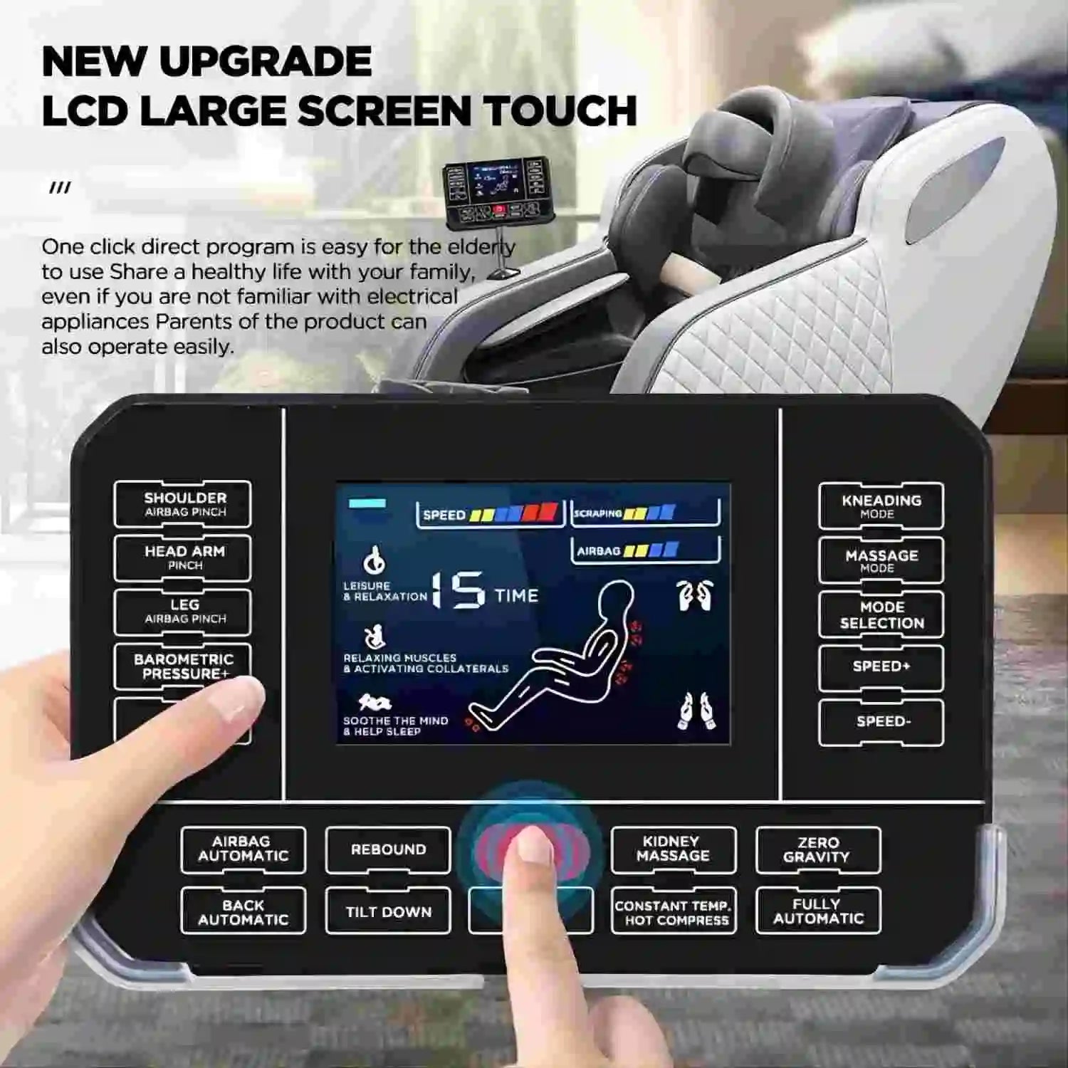 2025 Massage Chair Full Body Zero Gravity Recliner with 8 Fixed Massage Rollers Heating Bluetooth Speaker Airbags for Home Offic