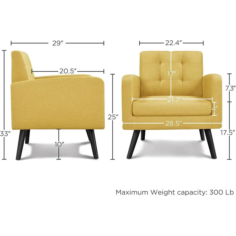 Mid Century Modern Upholstered Accent Chair with Button Tufted Back