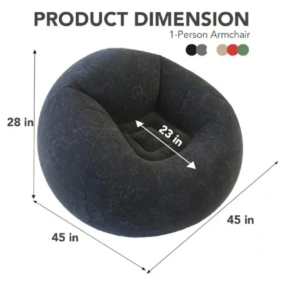Inflatable Beanless Bean Bag Chair Lounge Sofa Grey,23856396