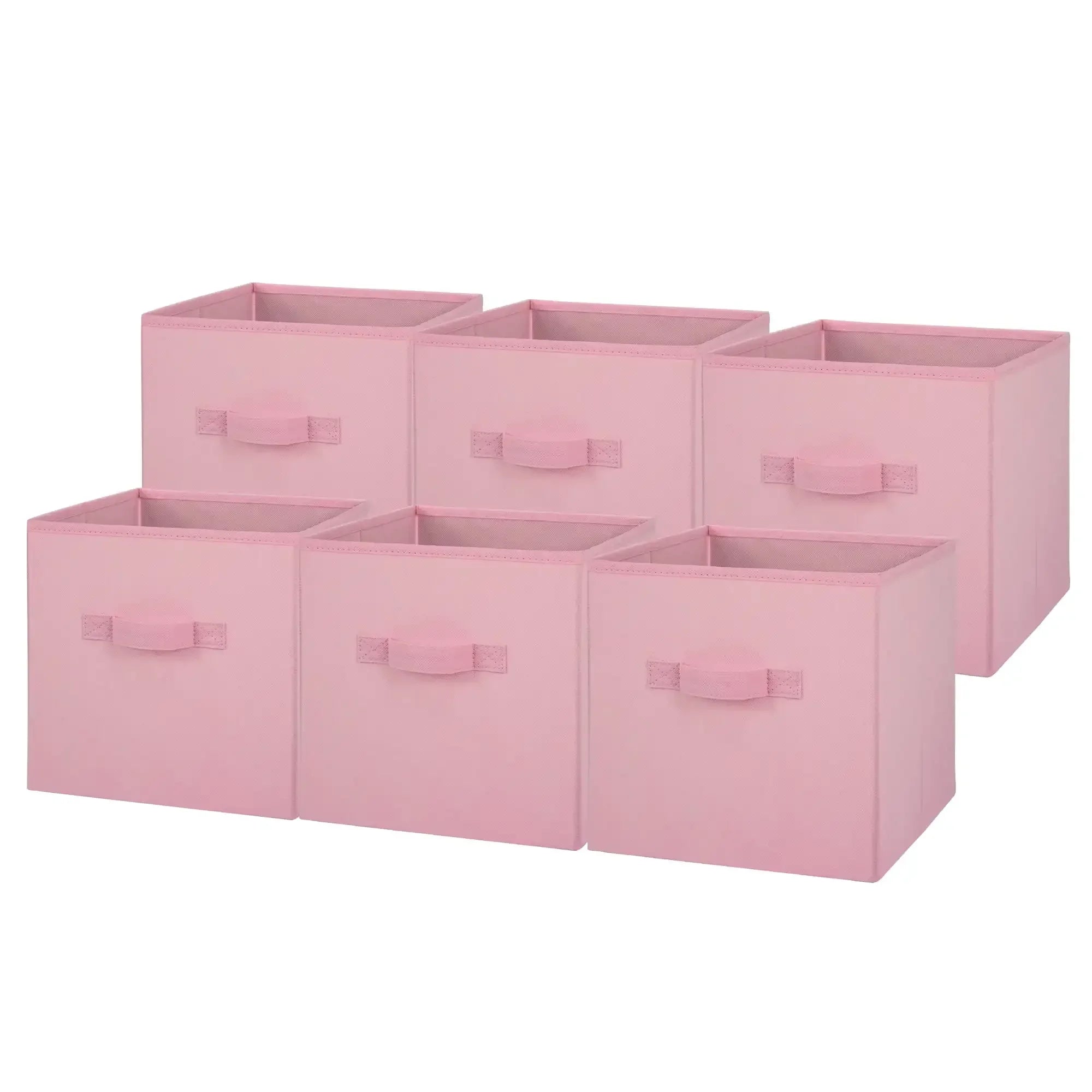 6-Pack Pink Puff Collapsible Fabric Storage Bins, 10.5x10.5 Inch Foldable Cube Organizers for Shelves