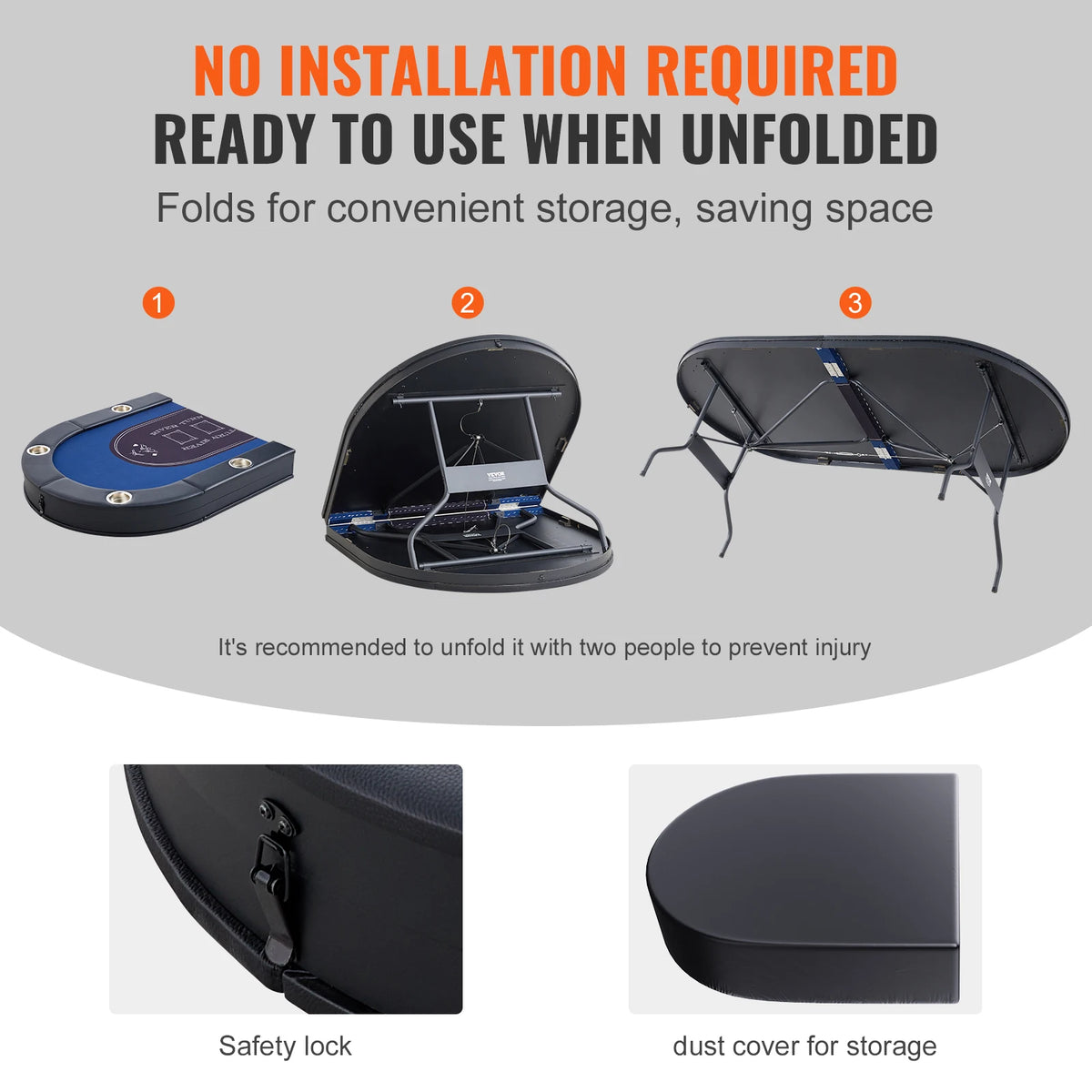SucceBuy Foldable Poker Table with Padded Rails and Cup Holders
