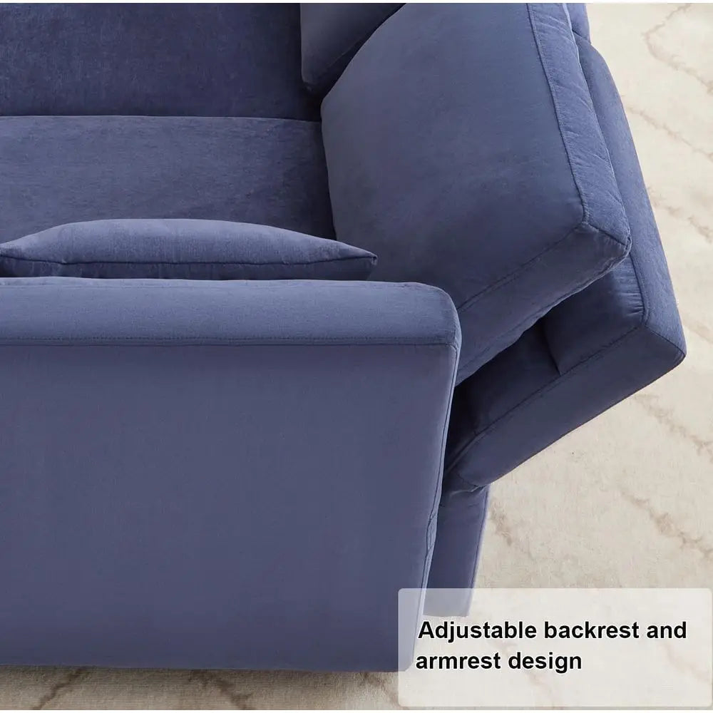 ular Soa Couch with Seat Storage, Blue dle Armrest Couch with Pillow, abric Storage Soa with Reclining Arms and Backs or Living