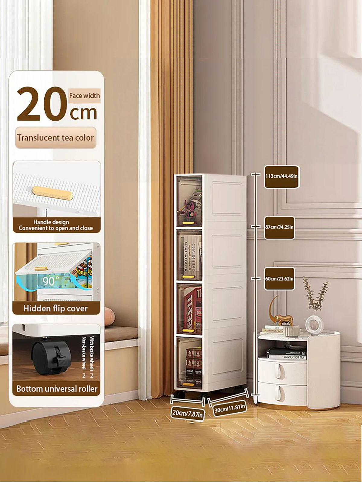 Slim Gap Storage Cabinet Organizer for Kitchen and Bathroom