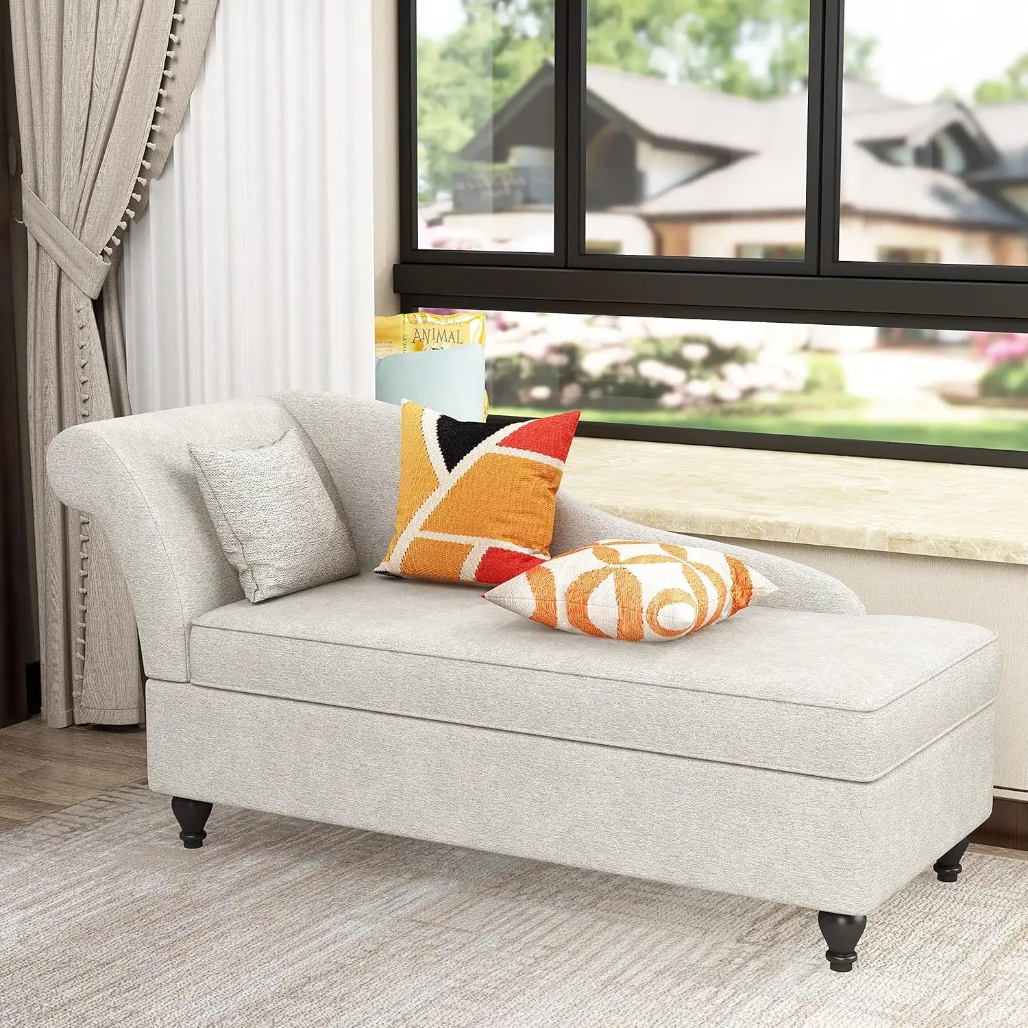 Modern Storage Chaise Lounge Indoor Fabric Chaise Lounges Chair Sleeper Lounge Sofa Recliner Chair for Bedroom, Customized