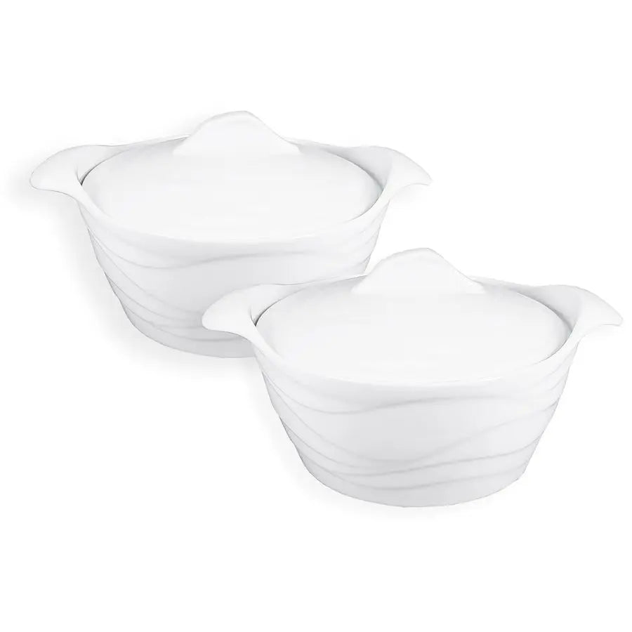 Dish 31.8 ounce French White Ceramic Bakeware Set with Lids, Chip and Crack Resistant Stoneware Baking Dish, Microwave, Dishwash