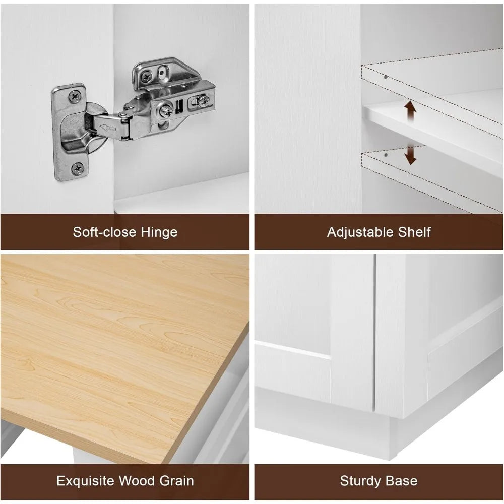 YQXH Kitchen Island With Extendable Dining Table Storage Power Outlet