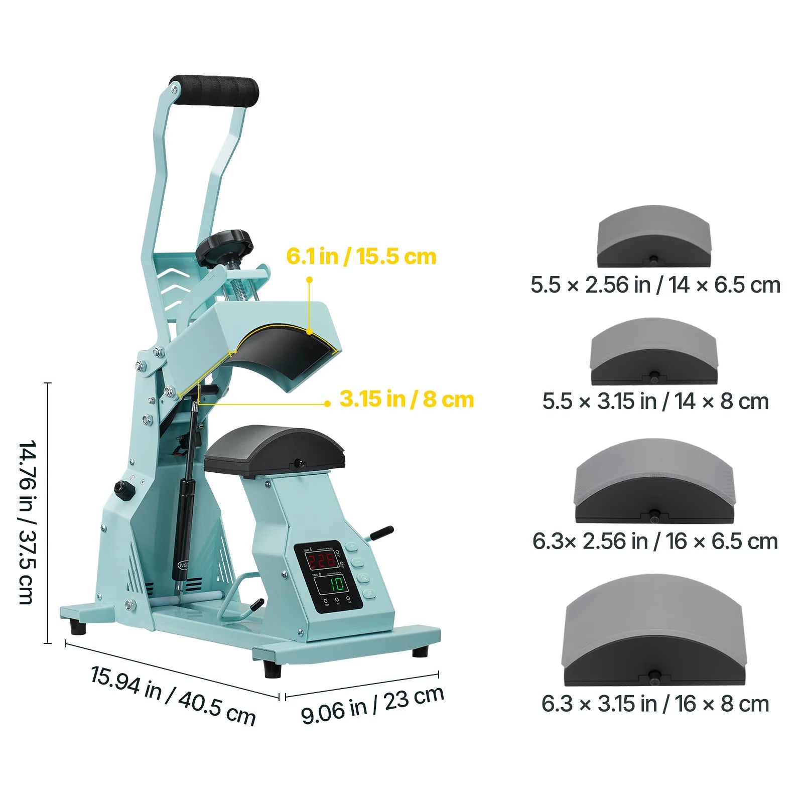 SucceBuy Hat Heat Press Machine with 2/4pcs Interchangeable Platens Precise Temperature and Time Control Hat Heat Press