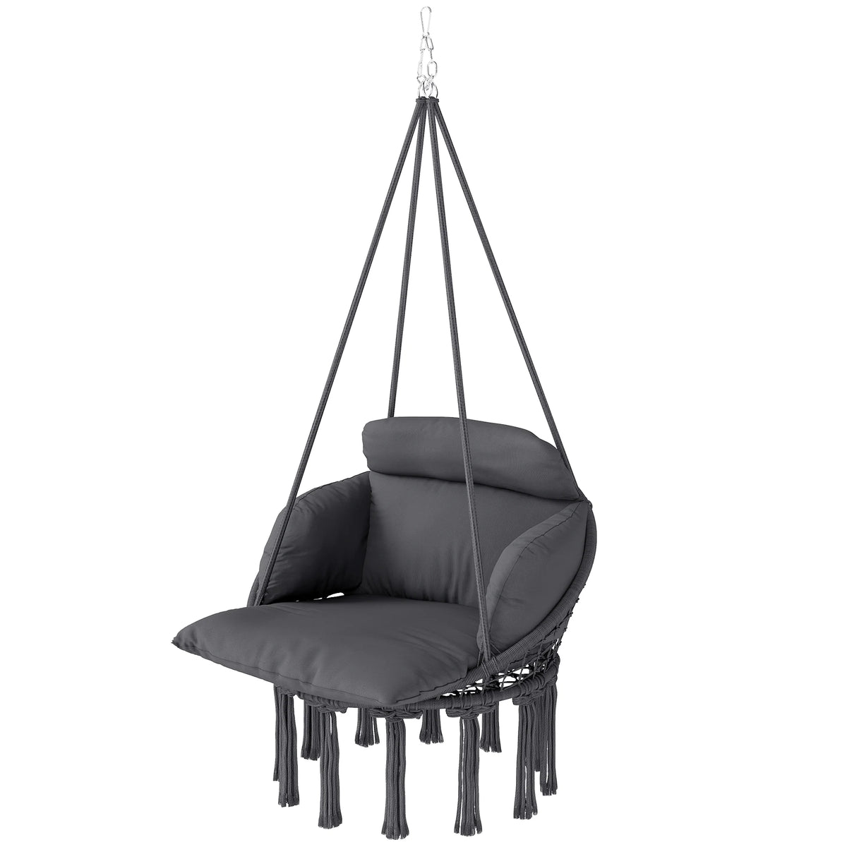 Outsunny Macrame Hanging Hammock Chair With Plush Cushion