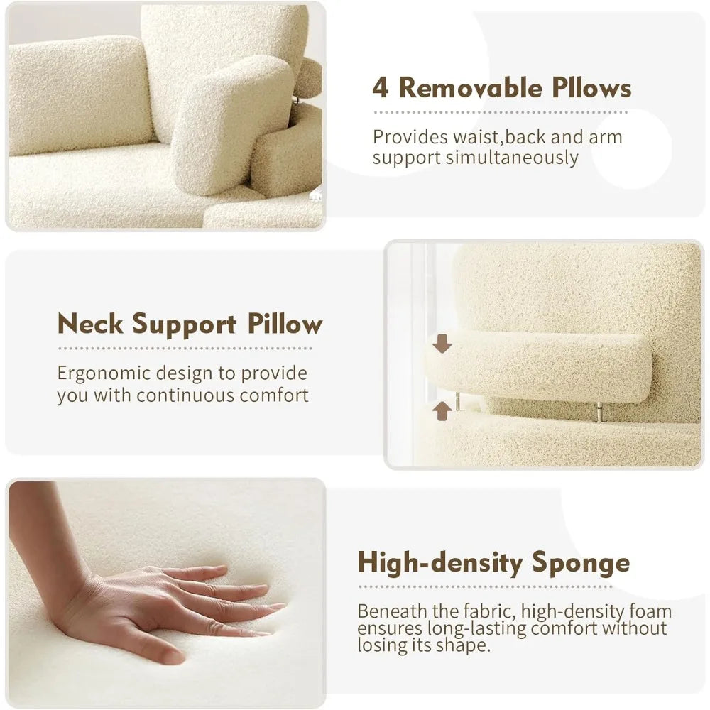 Accent Chair with Half Moon Ottoman, Round Chairs with Drawer Storage for Living Room, 360° Barrel Chair with USB Charging