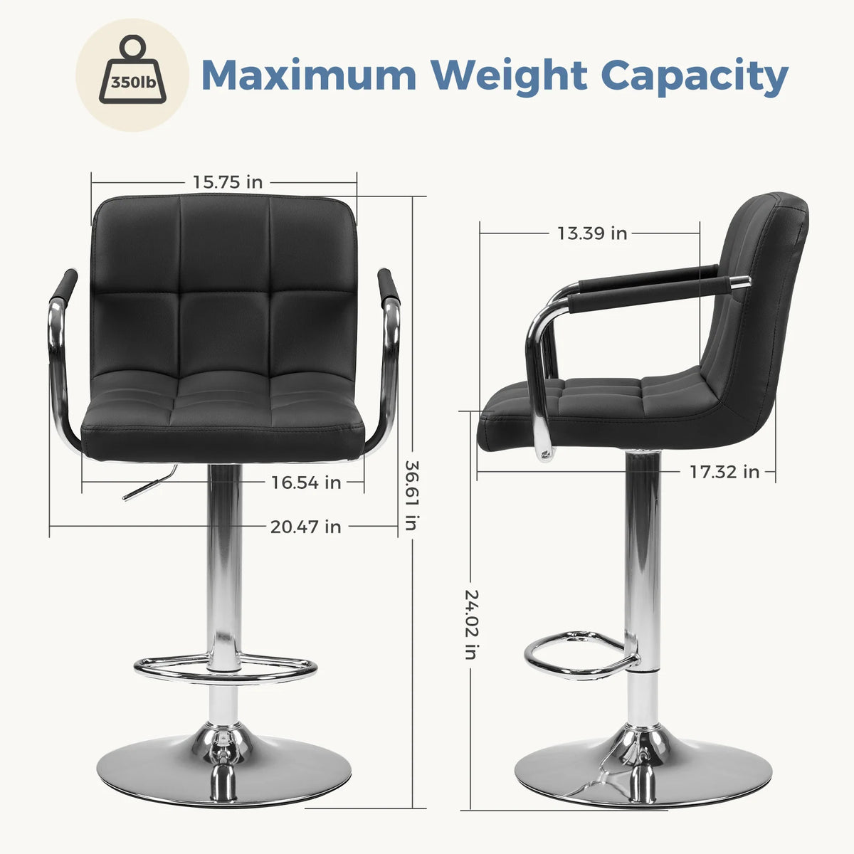 JHK Ergonomic Adjustable Swivel Office Chair With Padded Armrests