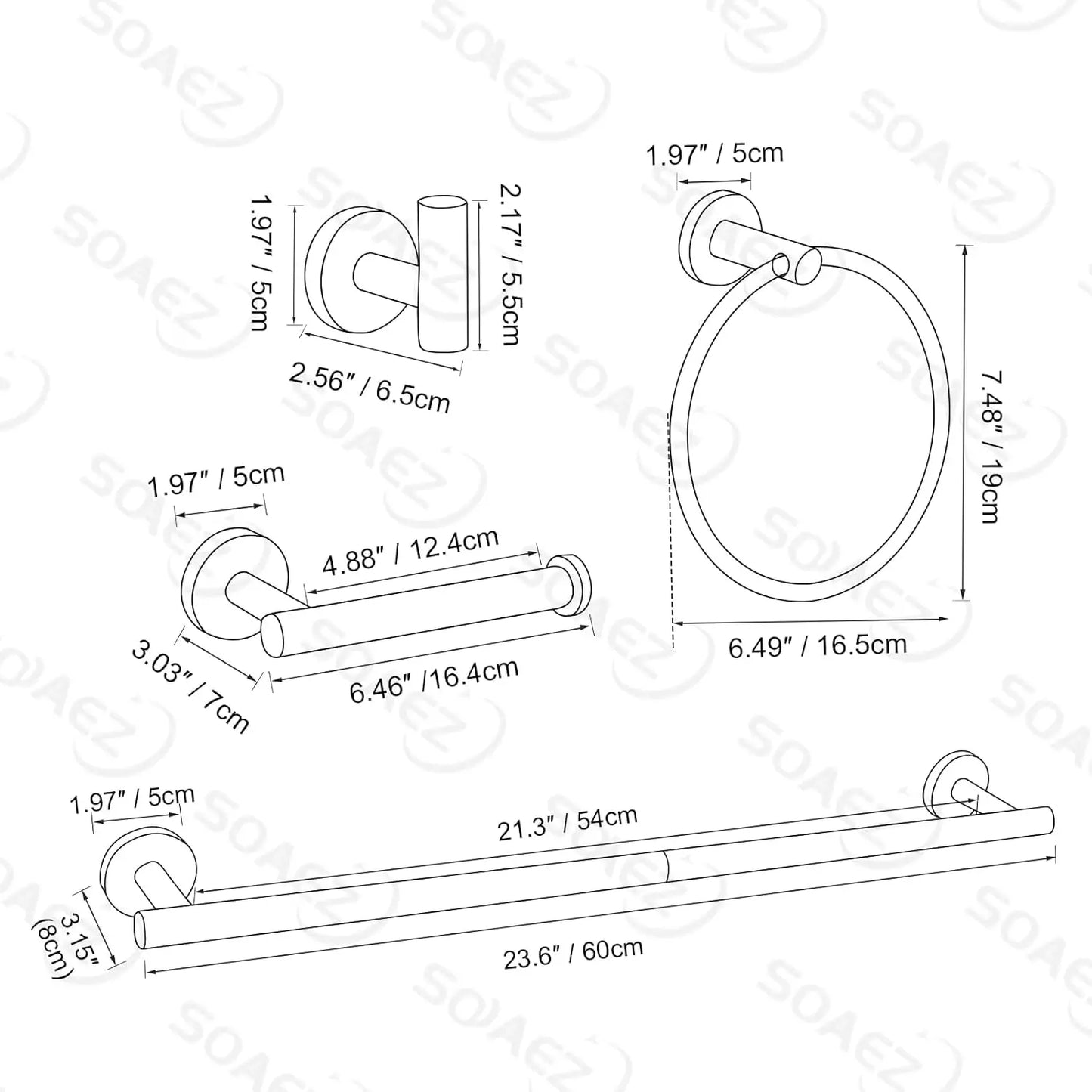 10-Piece Brushed Gold Bathroom Hardware Set, SUS304 Stainless Steel Towel Rack and Toilet Paper Holder, Wall Mounted