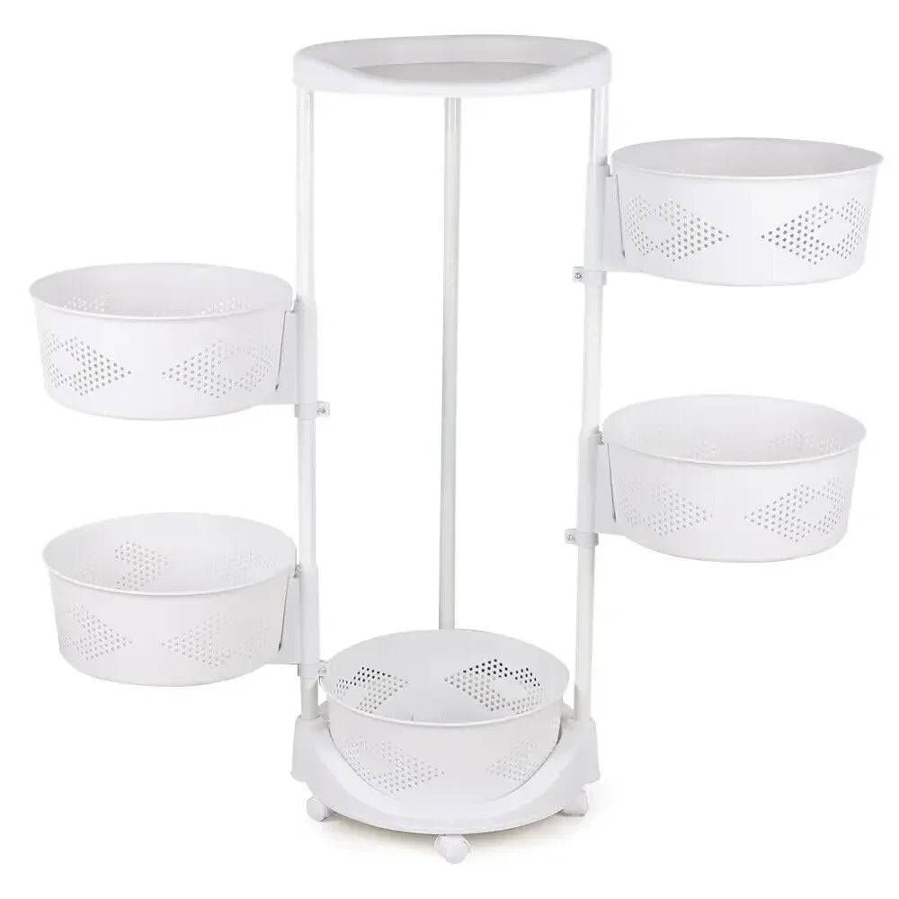 5 Tier Rotating Kitchen Organizer Rack With Wheels
