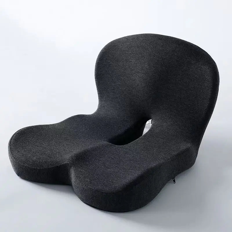 Contoured Ergonomic Lumbar Back Support Seat Cushion with Washable Cover Soft Pressure Relief Chair Pad for Office Workers Long Time Sitting Comfort