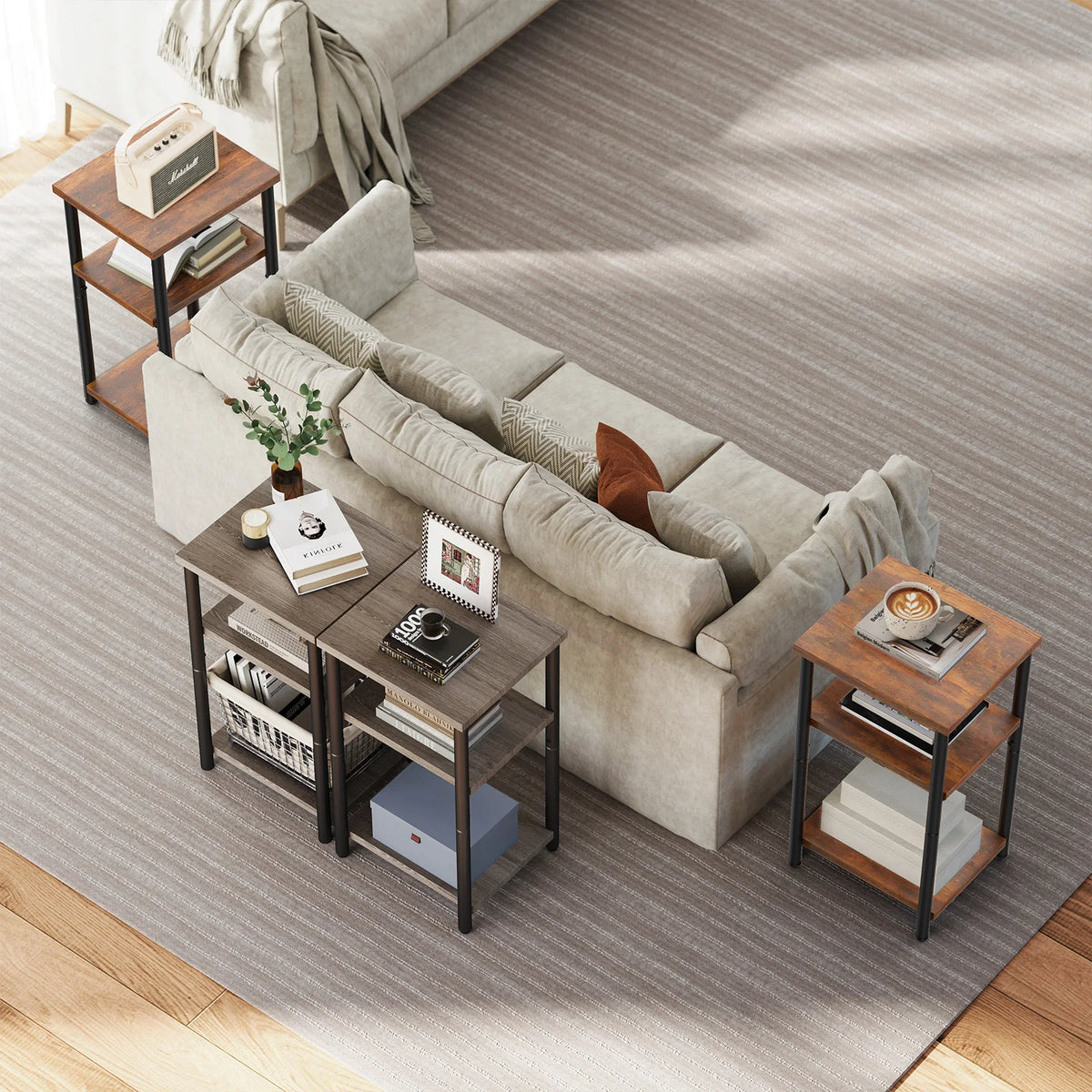 MCQ Three Tier Wood Coffee Table With Storage Shelf