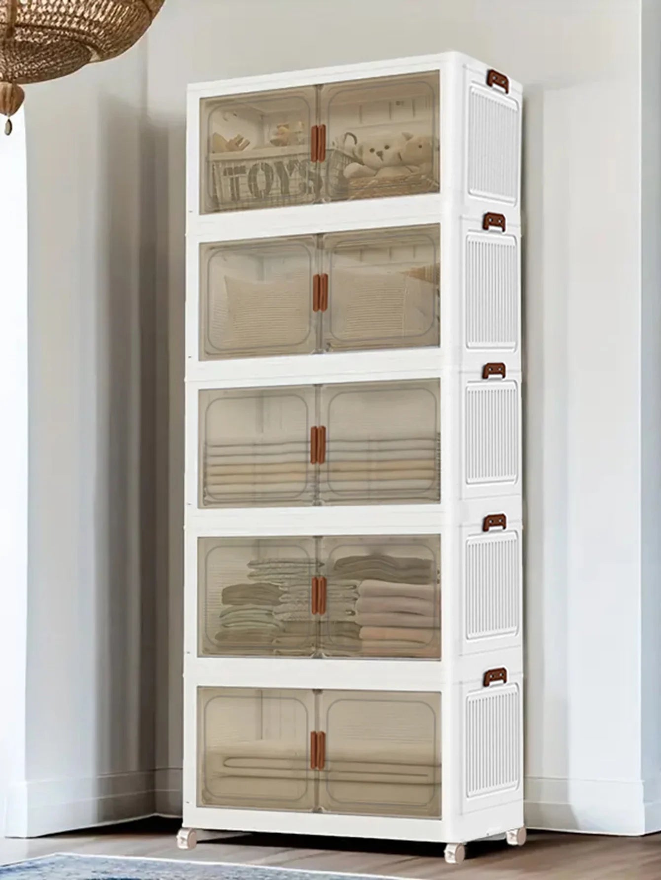 Folding Five Tier Magnetic Door Storage Cabinet for Home Organization