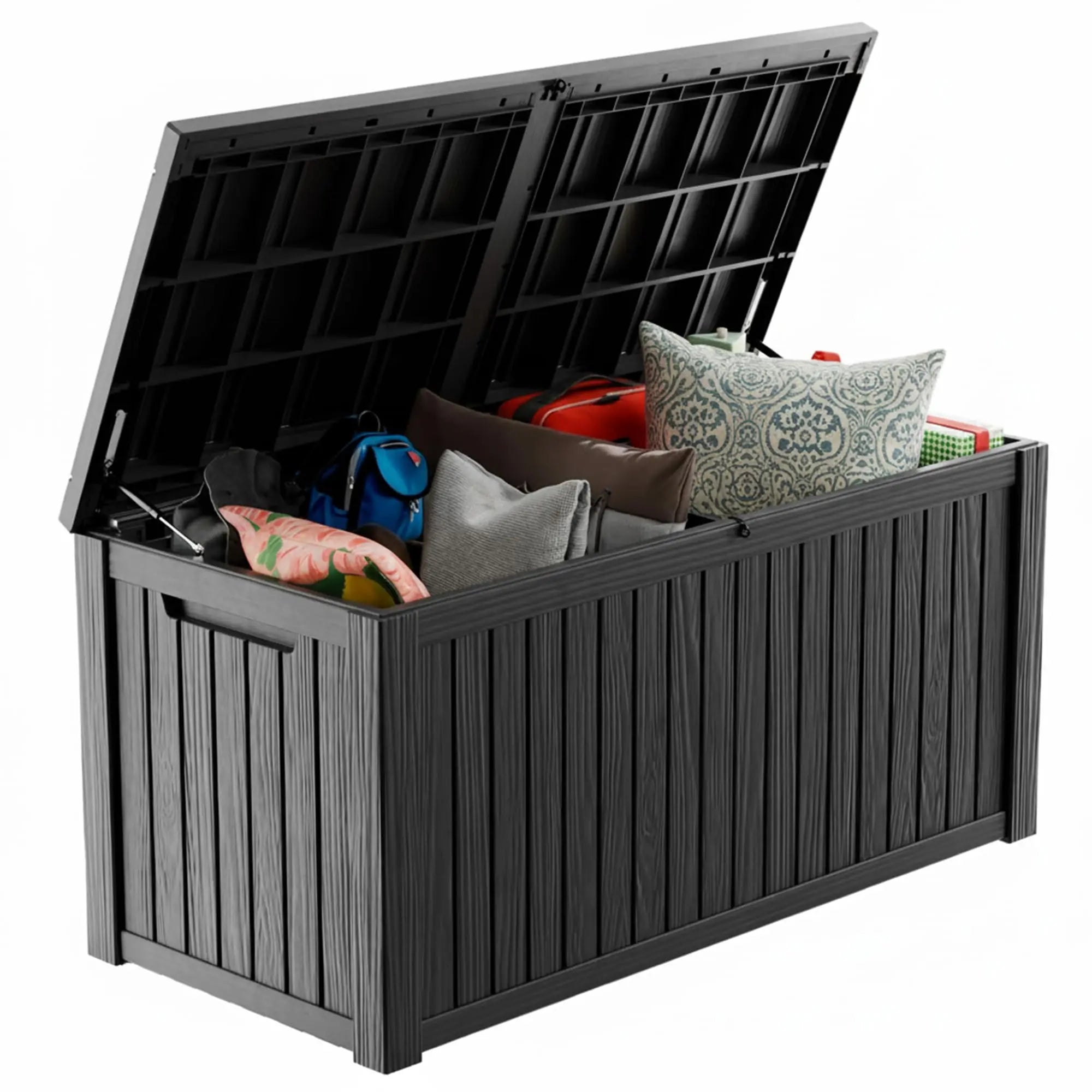 PatioZen 320 Gallon Large Resin Deck Box, Lockable Outdoor Storage Box for Patio Cushions Storage Furniture,Garden Tools