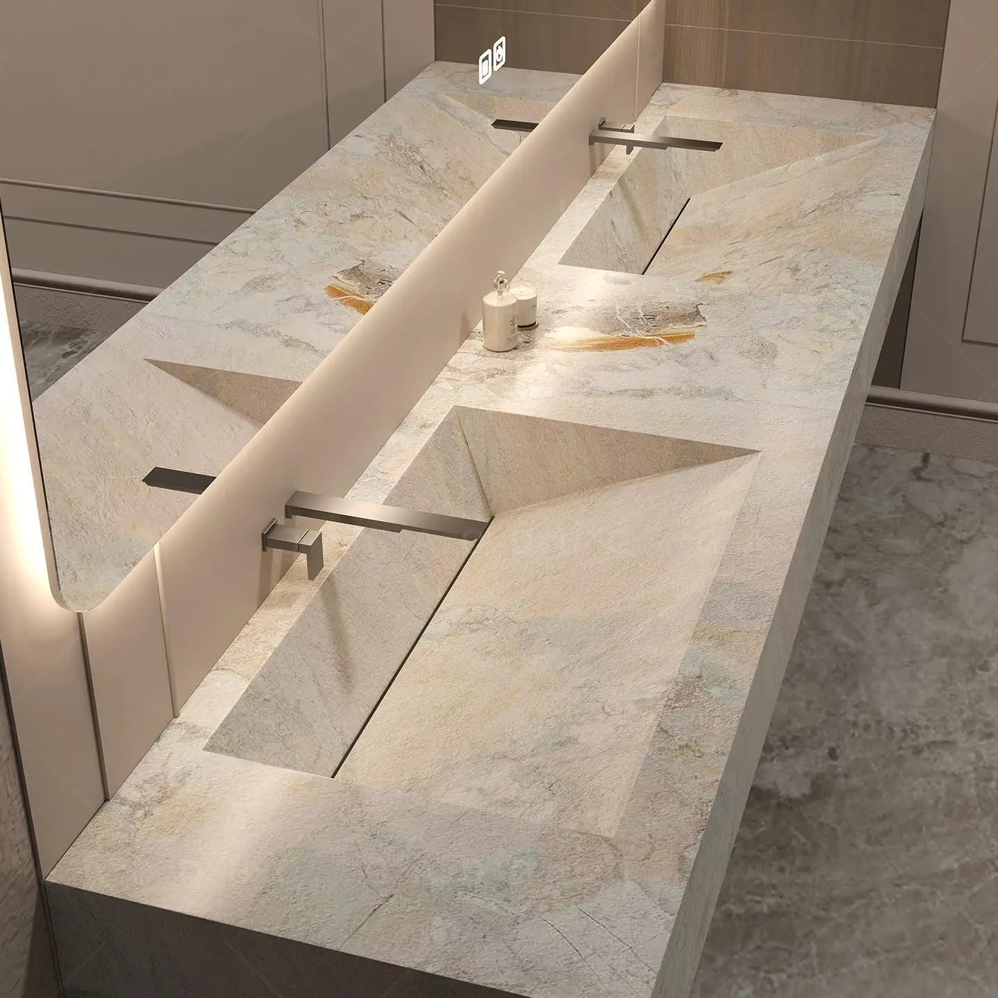 OMGD Stone Bathroom Vanity Set With Integrated Sink Customizable