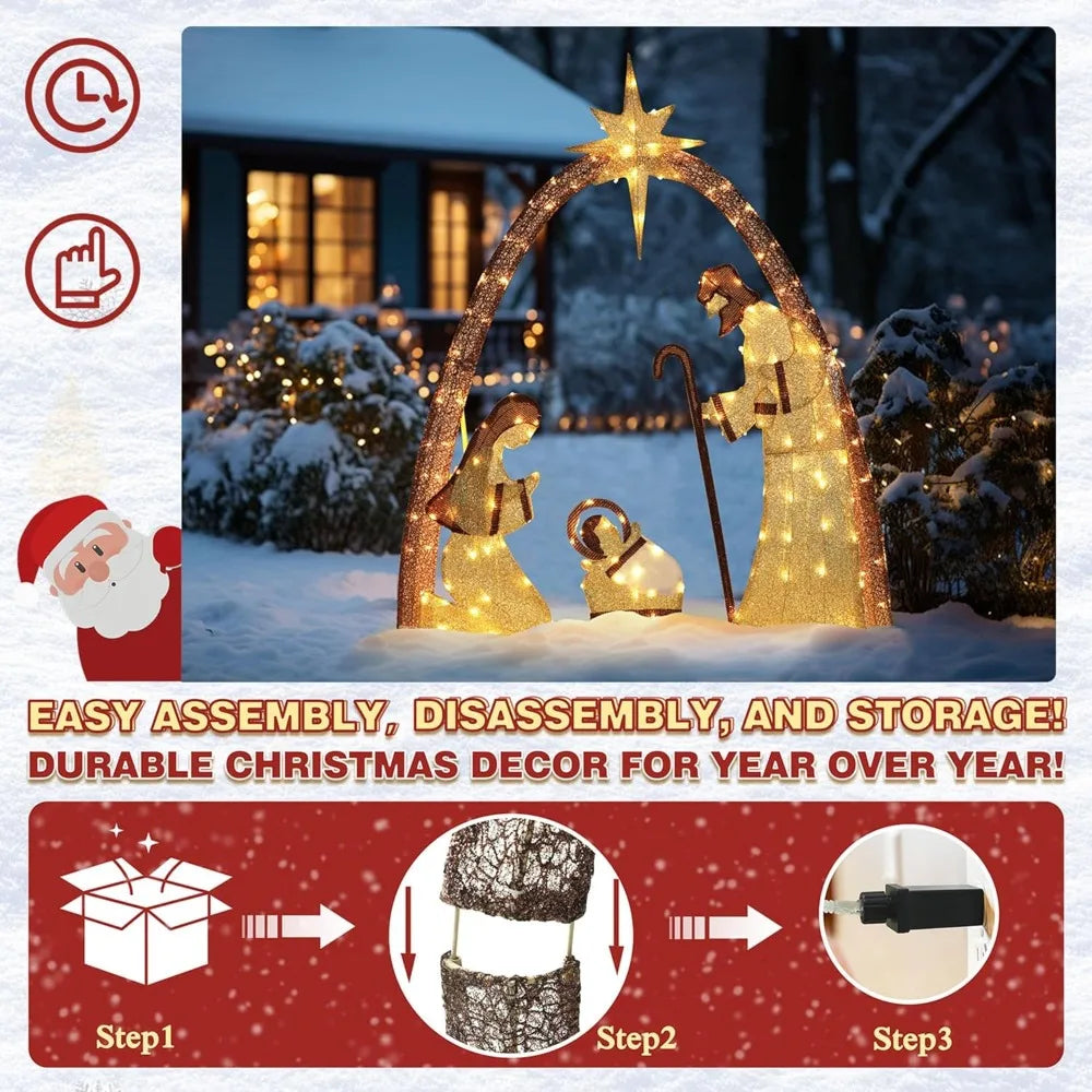 XMSJ Illuminated Outdoor Nativity Display For Christmas Lawn Decor CollectionBundle