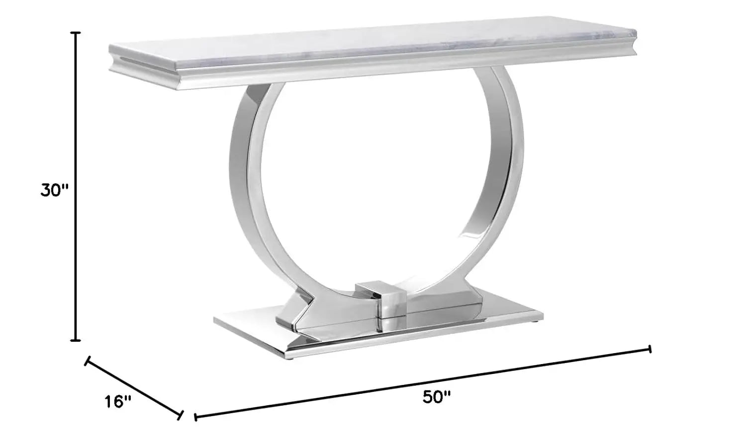 Modern Console Table for Entryway, Mirrored Sofa Table with U-Base, Silver Narrow Console Table, Rectangular, Customized