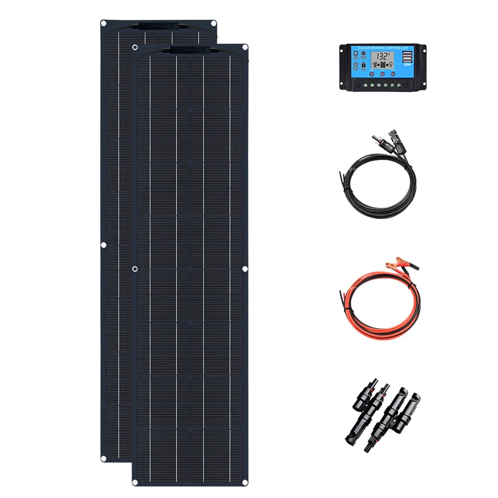 WUZECK Flexible Solar Panel Kit 50 Watt PV Module 100 Watt 12V 24V Solar Cable Cell Home Outdoor Car Boat Battery Camping Trip