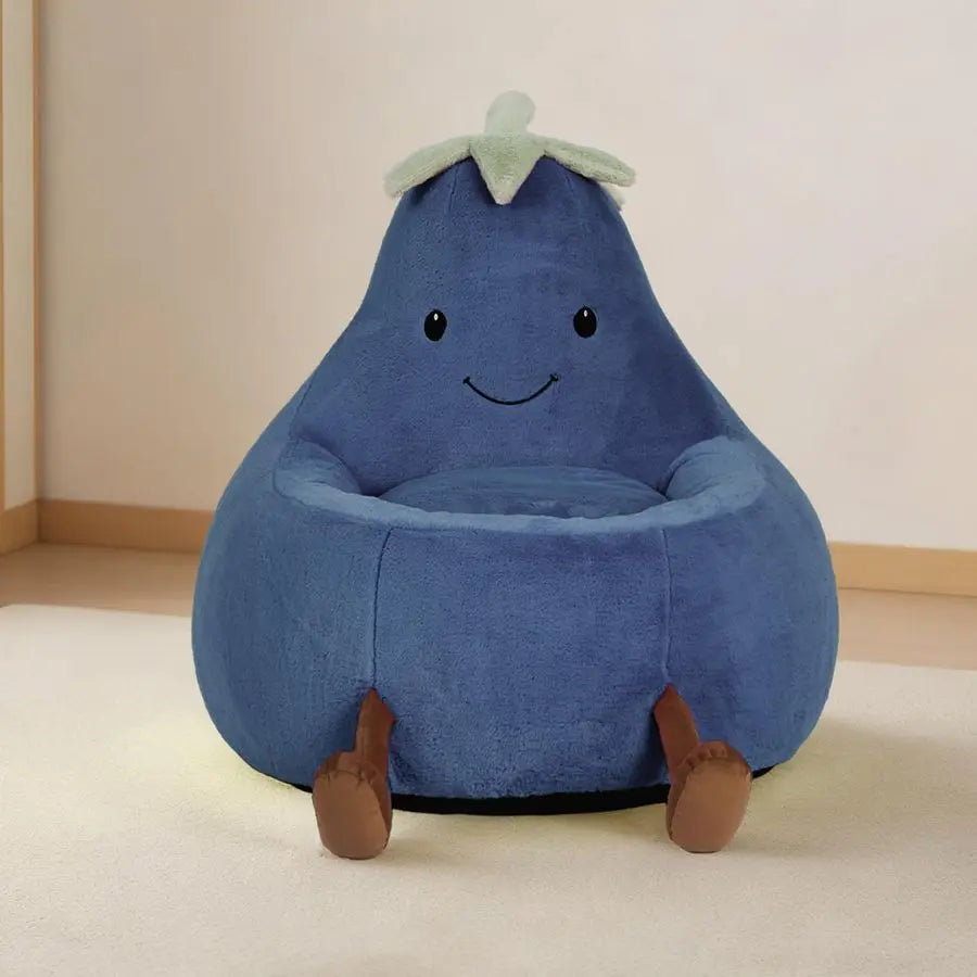 Bean Bag Chair for Kids, Toddler Reading Comfy Sofa with Washable Soft Faux Rabbit Plush Cover, Kids Eggplant Bean Bag Chair fo