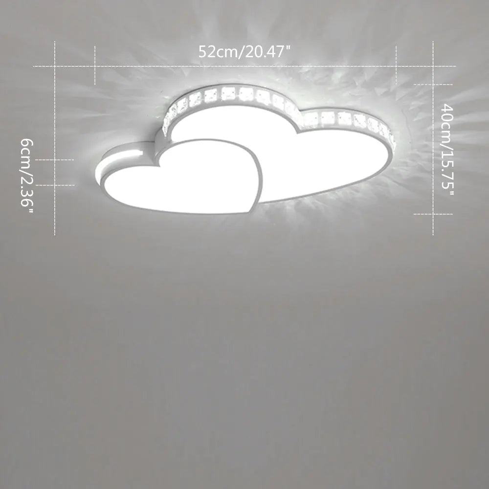 Modern Heart Shaped Ceiling Lights Crystal LED Flush Mount Lamp Cartoon Children&