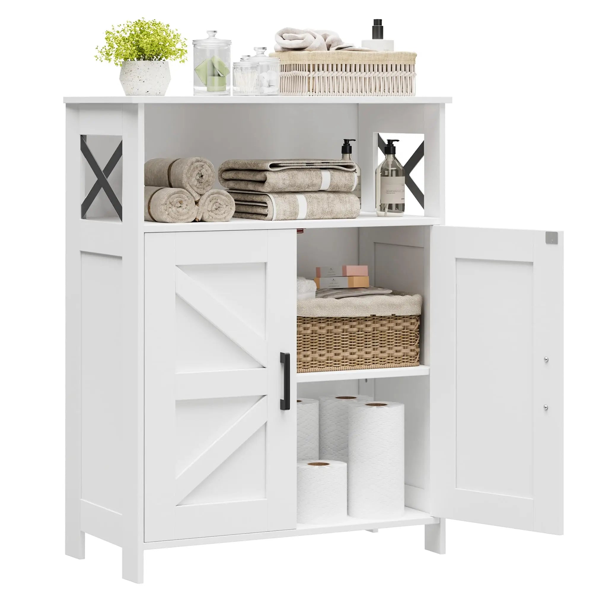 Bathroom Storage Cabinet With 2 Doors, Toilet Paper Cabinet With Adjustable Shelves, Small Bathroom Cabinet Fo