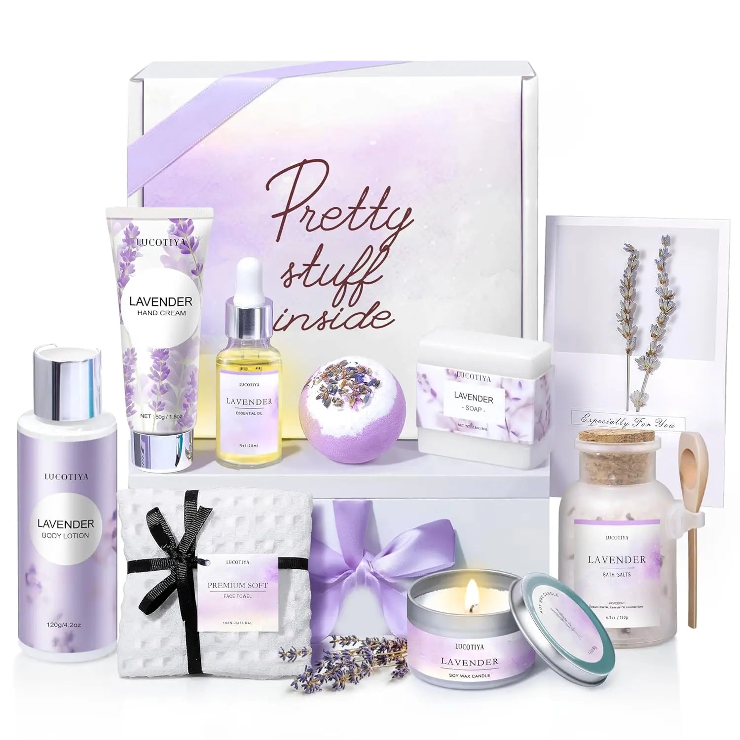 Lavender Spa Gift Basket for Women - Relaxing Self Care Set, Perfect for Christmas, Birthday, Mother&