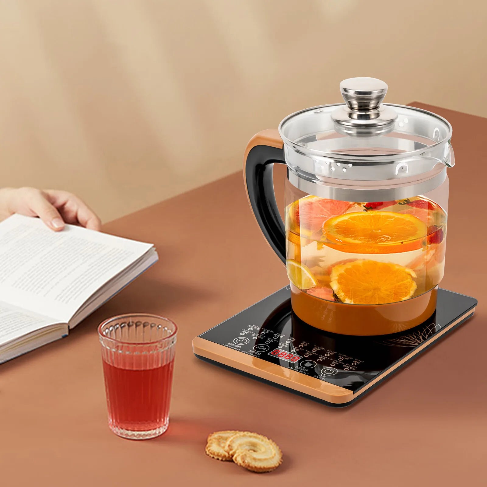 1.8L Electric Glass Tea Kettle - Multifunction Hot Water Boiler with Keep Warm & 6 Temp Settings, BPA-Free glass teapot