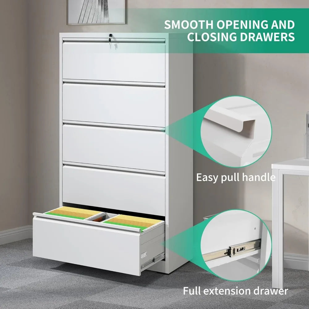 Steel Lateral Filing Cabinet Five Drawer For Home Office