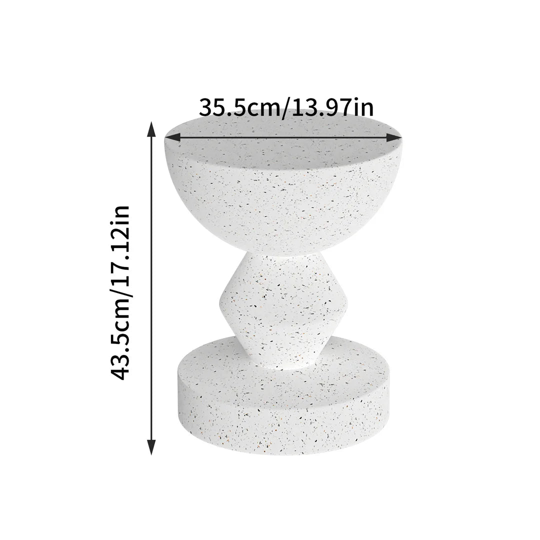 Modern White Lightweight Concrete Side Table Accent End Table for Living Room Bedroom Sofa